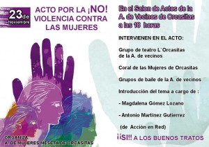 Cartel del Acto editado por la Asociación de Mujeres Meseta de Orcasitas